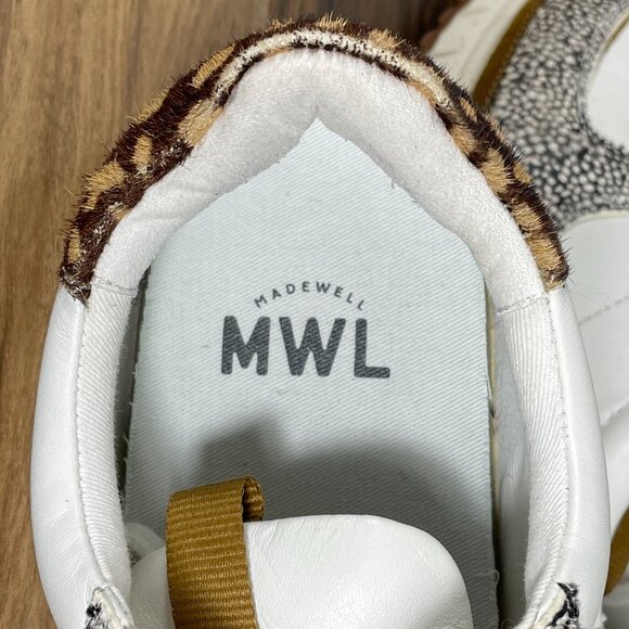 Madewell Kickoff Trainer Womens 9.5 Shoes Multicolor Leather Calf Hair Sneaker - Picture 11 of 14